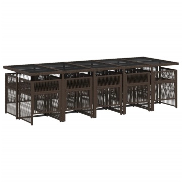Set mobilier de grădină cu perne, 11 piese, maro, poliratan - Img 3