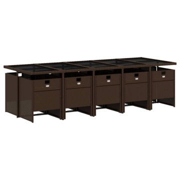 Set mobilier de grădină cu perne, 11 piese, maro, poliratan - Img 3