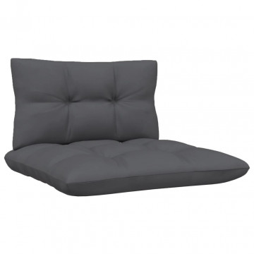 Set mobilier de grădină cu perne, 13 piese, antracit, lemn pin - Img 6