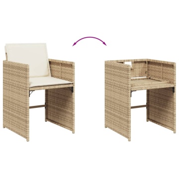 Set mobilier de grădină cu perne, 13 piese, bej, poliratan - Img 5