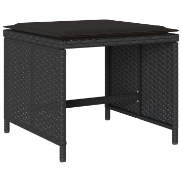 Set mobilier de grădină cu perne, 13 piese, negru, poliratan - Img 5