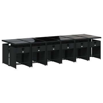 Set mobilier de grădină cu perne, 13 piese, negru, poliratan - Img 3