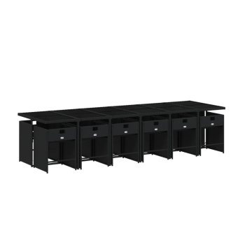 Set mobilier de grădină cu perne, 13 piese, negru, poliratan - Img 3