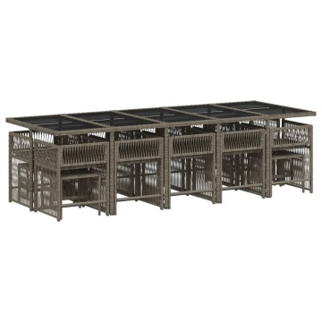 Set mobilier de grădină cu perne, 15 piese, gri, poliratan - Img 3