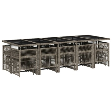 Set mobilier de grădină cu perne, 15 piese, gri, poliratan - Img 3