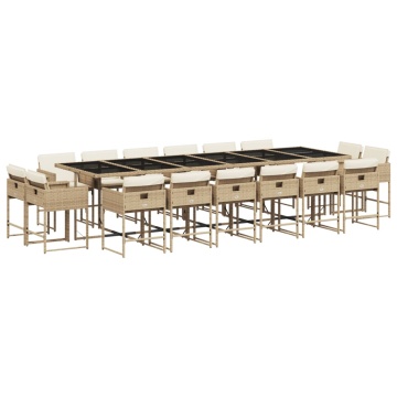 Set mobilier de grădină cu perne, 17 piese, bej, poliratan - Img 2