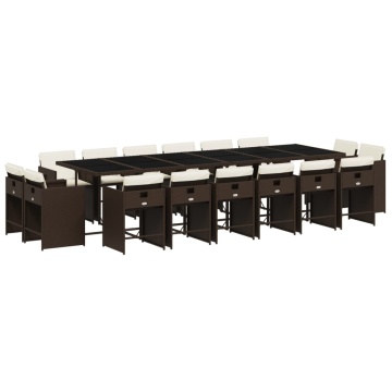 Set mobilier de grădină cu perne, 17 piese, maro, poliratan - Img 2