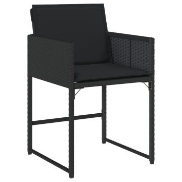 Set mobilier de grădină cu perne, 17 piese, negru, poliratan - Img 4