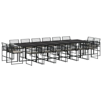 Set mobilier de grădină cu perne, 17 piese, negru, poliratan - Img 2