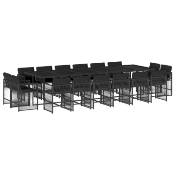 Set mobilier de grădină cu perne, 17 piese, negru, poliratan - Img 2