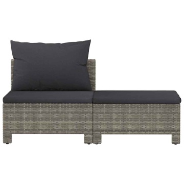 Set mobilier de grădină cu perne, 2 piese, gri, poliratan - Img 4