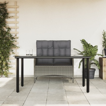 Set mobilier de grădină cu perne, 2 piese, gri, poliratan - Img 1