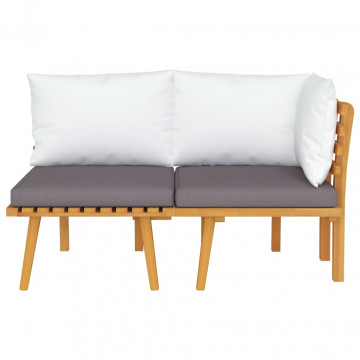 Set mobilier de grădină cu perne, 2 piese, lemn masiv de acacia - Img 3