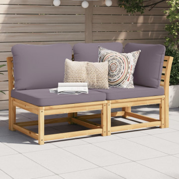 Set mobilier de grădină cu perne, 2 piese, lemn masiv de acacia - Img 1