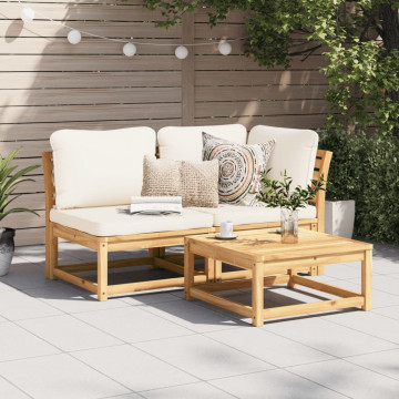 Set mobilier de grădină cu perne, 2 piese, lemn masiv de acacia - Img 3