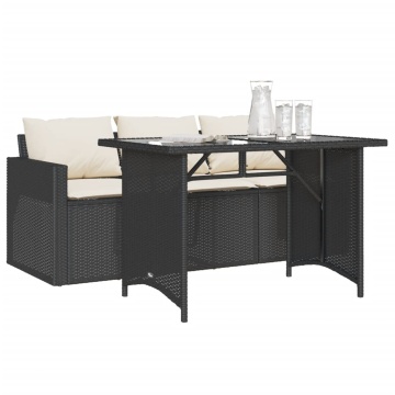 Set mobilier de grădină cu perne, 2 piese, negru, poliratan - Img 3