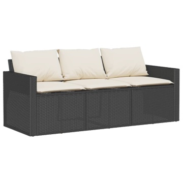 Set mobilier de grădină cu perne, 2 piese, negru, poliratan - Img 4