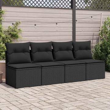 Set mobilier de grădină cu perne, 2 piese poliratan/lemn acacia - Img 3