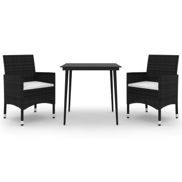 Set mobilier de grădină cu perne, 3 buc., poliratan și sticlă - Img 2