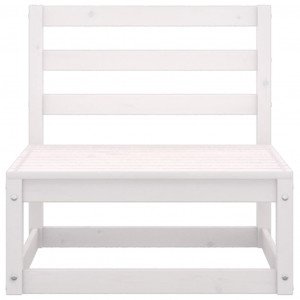Set mobilier de grădină cu perne, 3 piese, alb, lemn masiv pin - Img 3