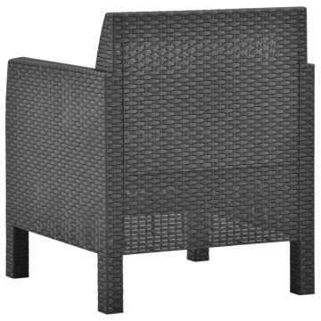 Set mobilier de grădină cu perne, 3 piese, antracit, PP ratan - Img 5