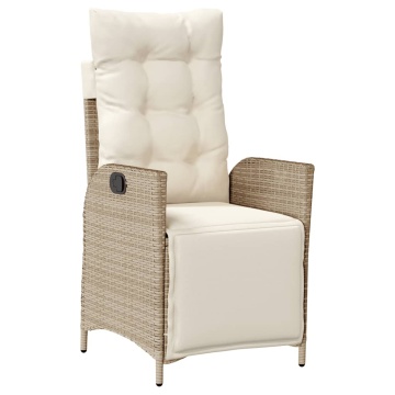 Set mobilier de grădină cu perne, 3 piese, bej, poliratan - Img 3