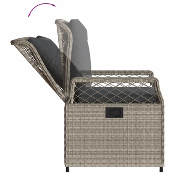 Set mobilier de grădină cu perne, 3 piese,gri deschis,poliratan - Img 8