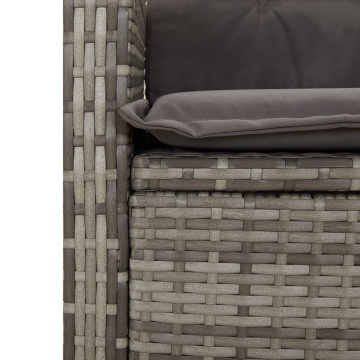 Set mobilier de grădină cu perne, 3 piese, gri, poliratan - Img 8