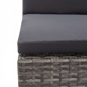 Set mobilier de grădină cu perne, 3 piese, gri, poliratan - Img 7