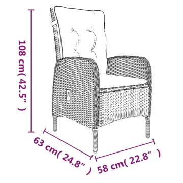 Set mobilier de grădină, cu perne, 3 piese, gri și negru - Img 6