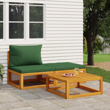 Set mobilier de grădină cu perne, 3 piese, lemn masiv acacia - Img 1