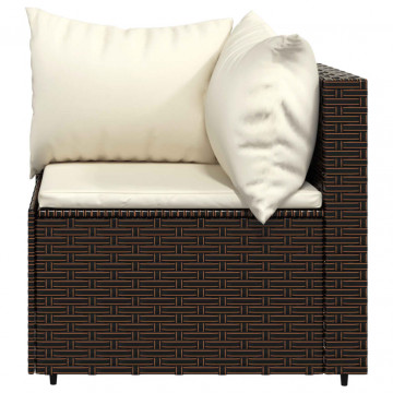 Set mobilier de grădină cu perne, 3 piese, maro, poliratan - Img 8