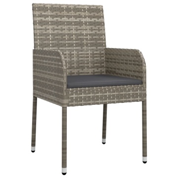 Set mobilier de grădină cu perne, 3 piese, negru/gri, poliratan - Img 8
