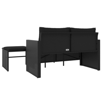 Set mobilier de grădină cu perne, 3 piese, negru, poliratan - Img 6
