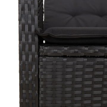Set mobilier de grădină cu perne, 3 piese, negru, poliratan - Img 5