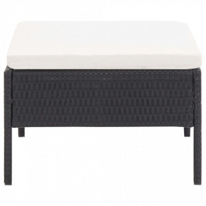 Set mobilier de grădină cu perne, 3 piese, negru, poliratan - Img 7