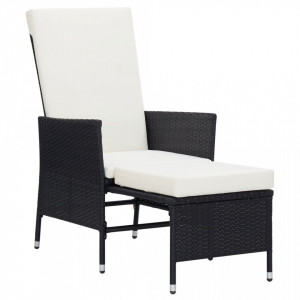 Set mobilier de grădină cu perne, 3 piese, negru, poliratan - Img 3