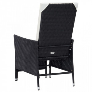 Set mobilier de grădină cu perne, 3 piese, negru, poliratan - Img 6