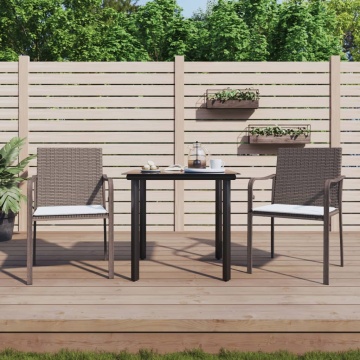 Set mobilier de grădină cu perne, 3 piese, poliratan și oțel - Img 1
