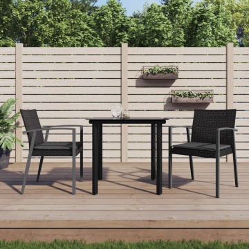 Set mobilier de grădină cu perne, 3 piese, poliratan și oțel - Img 1