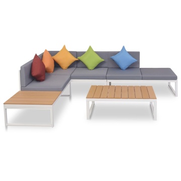 Set mobilier de grădină cu perne, 4 piese, aluminiu și WPC - Img 1
