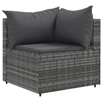 Set mobilier de grădină cu perne, 4 piese, gri, poliratan - Img 3