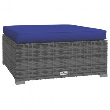 Set mobilier de grădină cu perne, 4 piese, gri, poliratan - Img 8