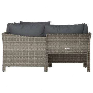 Set mobilier de grădină cu perne, 4 piese, gri, poliratan - Img 8
