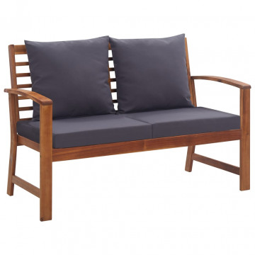 Set mobilier de grădină cu perne, 4 piese, lemn masiv de acacia - Img 5
