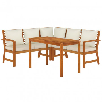 Set mobilier de grădină cu perne, 4 piese, lemn masiv de acacia - Img 3