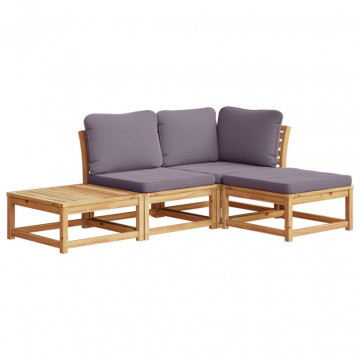 Set mobilier de grădină cu perne, 4 piese, lemn masiv de acacia - Img 2