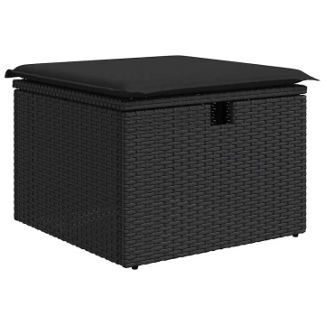 Set mobilier de grădină cu perne, 4 piese, negru, poliratan - Img 8