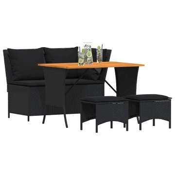 Set mobilier de grădină cu perne, 4 piese, negru, poliratan - Img 4