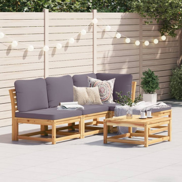 Set mobilier de grădină cu perne, 5 buc., lemn masiv acacia - Img 1